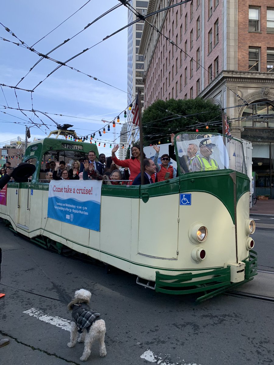 Mayor Breed on Boat Tram on Market Street