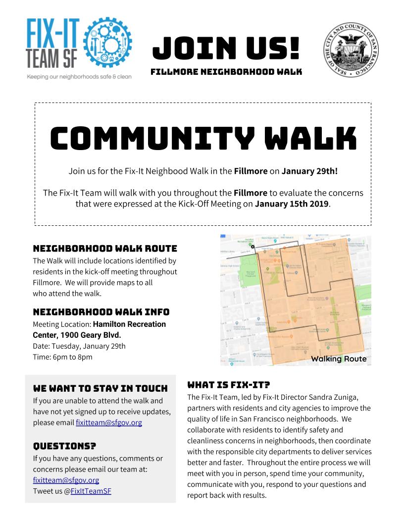 Fix-It Fillmore Neighborhood Walk Flyer