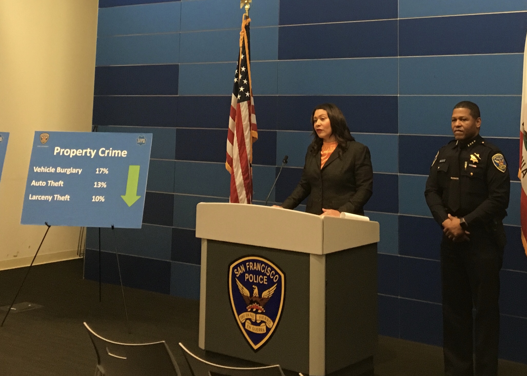 Mayor London Breed with SFPD Chief for 2018 End-of-Year Stats Annoucement