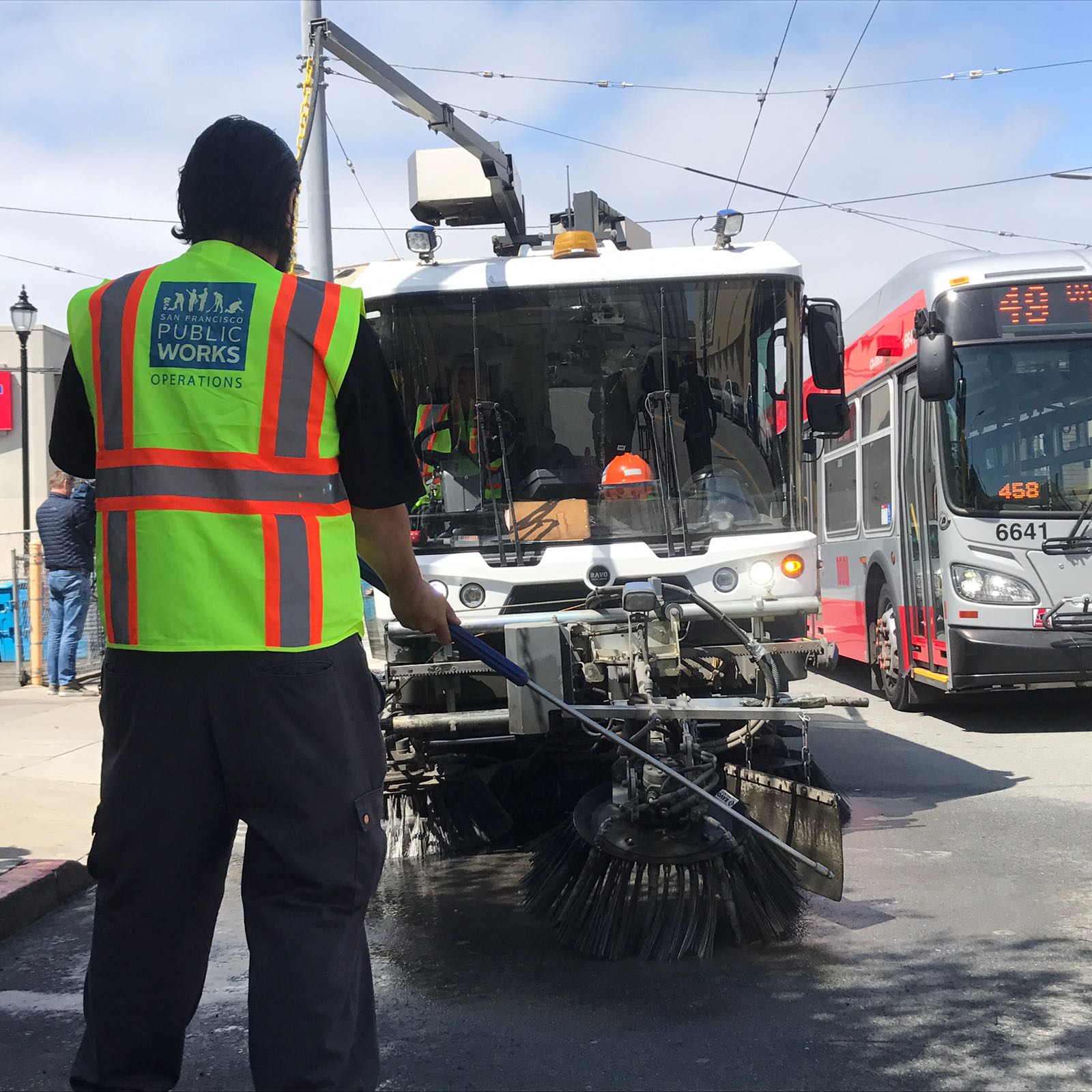 DPW Street Cleaning Vehicle & Staff