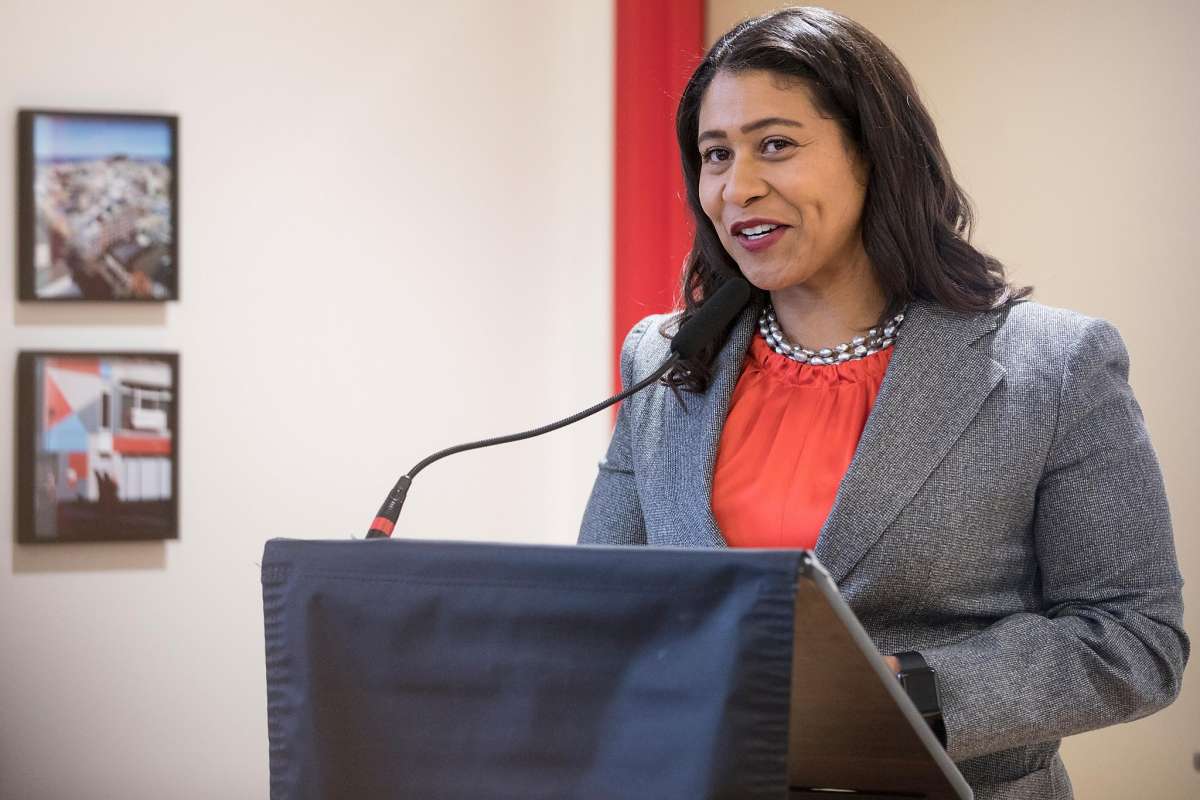 Mayor London Breed delivering remarks at opening of 990 Pacific Ave. development in Chinatown