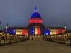 City Hall lit in colors of French Flag in solidarity with Notre-Dame de Paris
